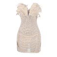thumbnail image 4 of Gspmoly Robe pour Femme, Robe Moulante Moulante Unie Aguichant pour Femme Sans Manches à Col en V, Robe de Cocktail, Cadeaux des Fêtes, 4 of 6