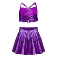 thumbnail image 2 of Miutii Kids Girls Salsa Samba Rumba Latin Jazz Dance Outfits Sequins Camisole Crop Top and Skirt Set for Competition Purple 6, 2 of 3