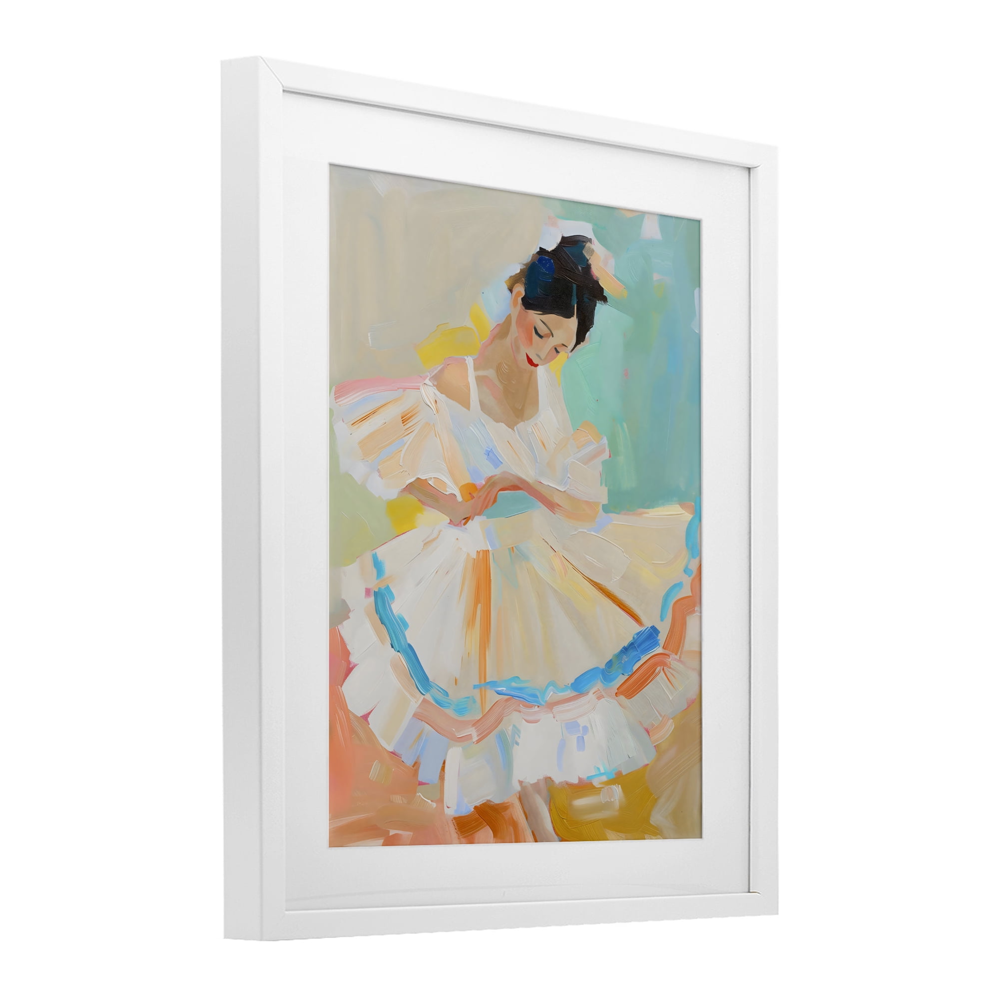 Stupell Industries Dancer with Flowing Dress White Framed Print Under Glass, design by The Prints Vibe