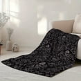 thumbnail image 5 of 1pc Gothic Skull & Floral Print Flannel Throw Blanket - Soft Light Beige-Friendly Cozy All-Season Blanket for Sofa, Bed, Office, Travel, Camping - Vintage Style Digital Print Home Decor Gift1pc Gothi, 5 of 10