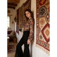 thumbnail image 2 of High Waisted Faux Suede Feel Knit Fringe Flare Pants High Density Tassel Bell Bottoms Western Cowgirl Style Stretchy Trousers for Nashville Country Music Festival Stagecoach and Rodeo, 2 of 8
