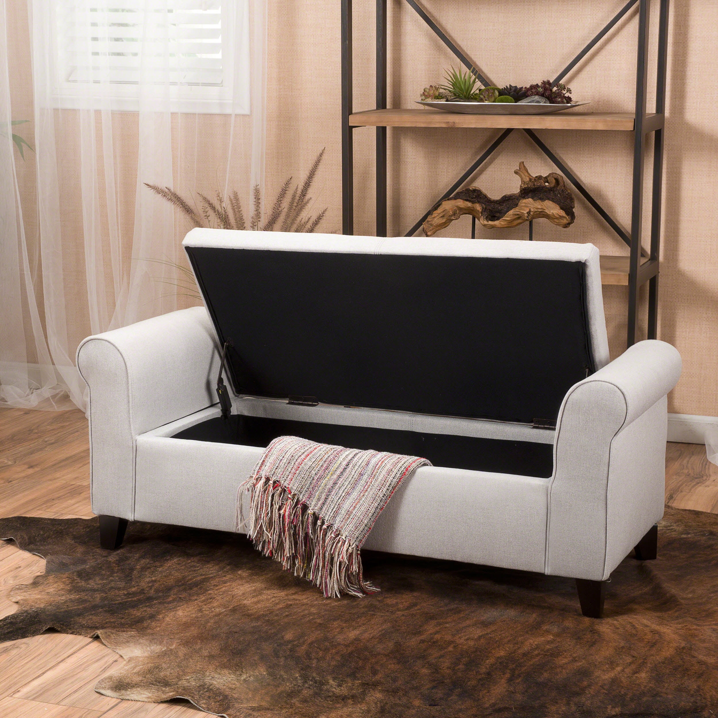 Stetson Armed Light Grey Fabric Storage Bench | Walmart Canada