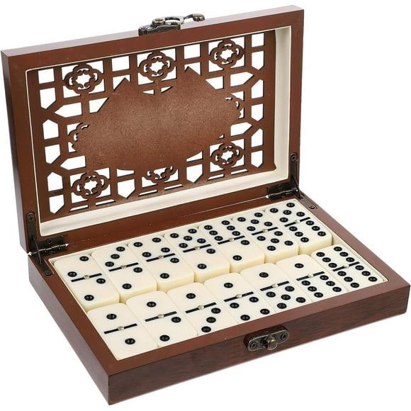 Dominoes Set Double Six Domino Jumbo Game Mexican Train Classic Numbers Wooden Game Table Storage Box for Boys Girls Entertainment Party Favors