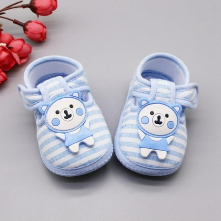 

Xinhuaya Baby Boy Girl Shoes Cartoon Bear Pattern Cotton Shoe Toddler Striped Soft Sole Shoes First Walkers