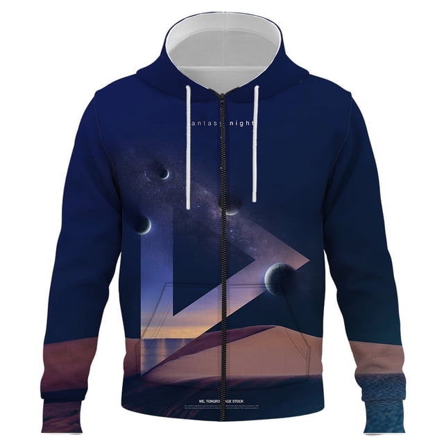 Hot Selling Zipper Hoodies Creative Sky 3D Printing Hooded Jacket Men's Women's Pullover Pattern Spring And Autumn Jacket Men