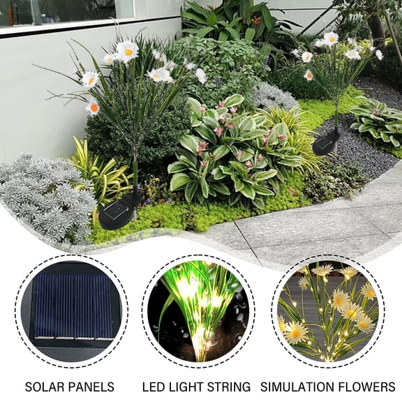 CxhicLuv Solar Garden Lights, 42 LED Daisies Lights for Yard, Garden & Outdoor Decor, Colorful Solar Powered Flowers Lights for Christmas & Holiday Decorations, Waterproof Garden Lighting