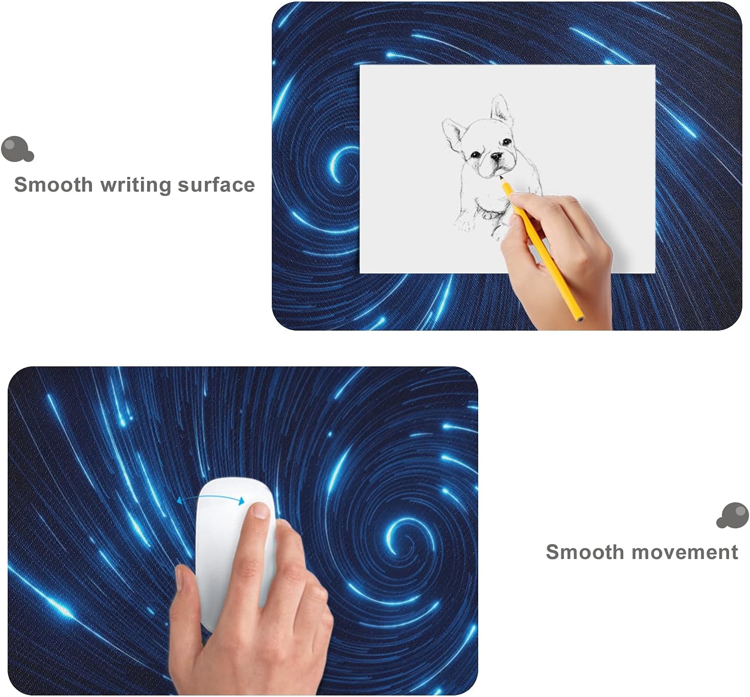 Abstract Blue Cosmic Galaxy Swirl Black Hole Large Gaming Mouse Pad Big Mousepad Mice Keyboard Mat with Non-Slip Rubber Base for Computer Laptop Home & Office, 35.4 X 15.7 inch