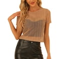 thumbnail image 1 of Disfraz de navidad Mujer Sexy Chaleco Camiseta de Manga Corta Camiseta Transparente Chaleco Camisa de Malla brillante Naranja M, 1 of 6