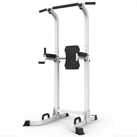 INTBUYING Multi-Function Parallel Single Bars Dip Station Chine Pull Up Weight Stand Bar Raise Power Tower Strength Training Fitness Exercise Equipment Gym White