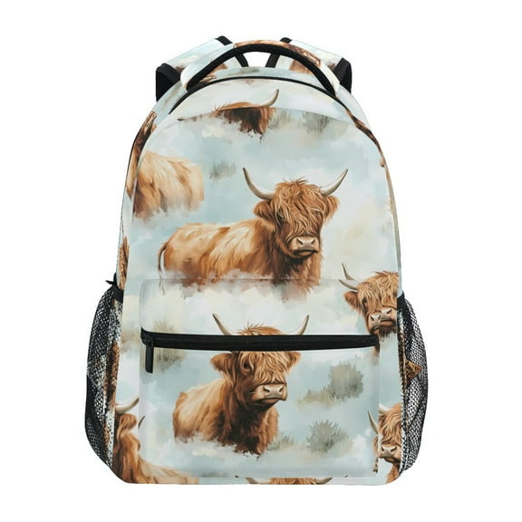 ALAZA Stylish Backpack Highland Cattle Flower-w7 Elementary Bookbag Personalized Laptop School Bags Travel Daypack