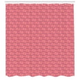 thumbnail image 3 of Boho Shower Curtain, Vibrant Horizontal and Vertical Stripes and Circles Drawn by Hand, Fabric Bathroom Set with Hooks, 69W X 84L Inches Extra Long, Coral Pale Eggplant and Peach, by Ambesonne, 3 of 3