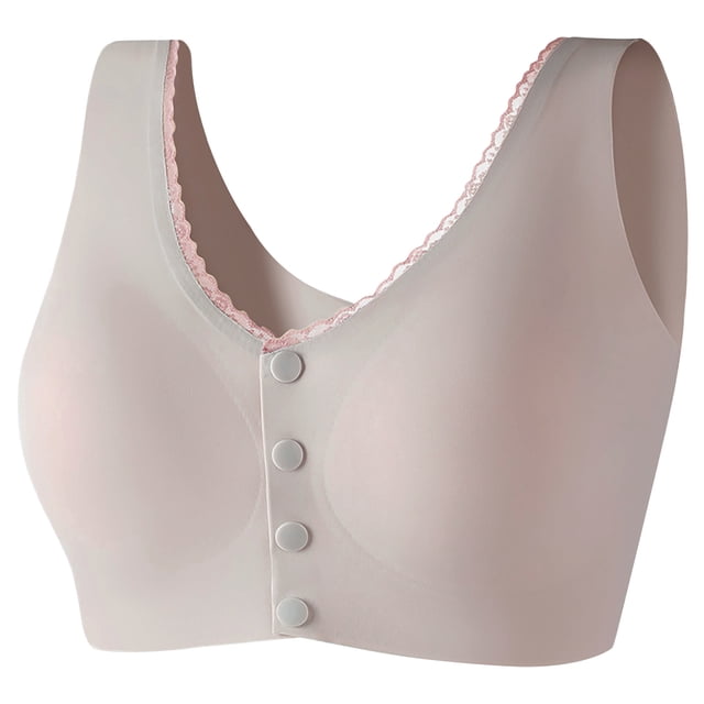 Timegard Front Closure Bras for Women Plus Size No Underwire Bras Lace Back Smoothing Comfy Daily Bras