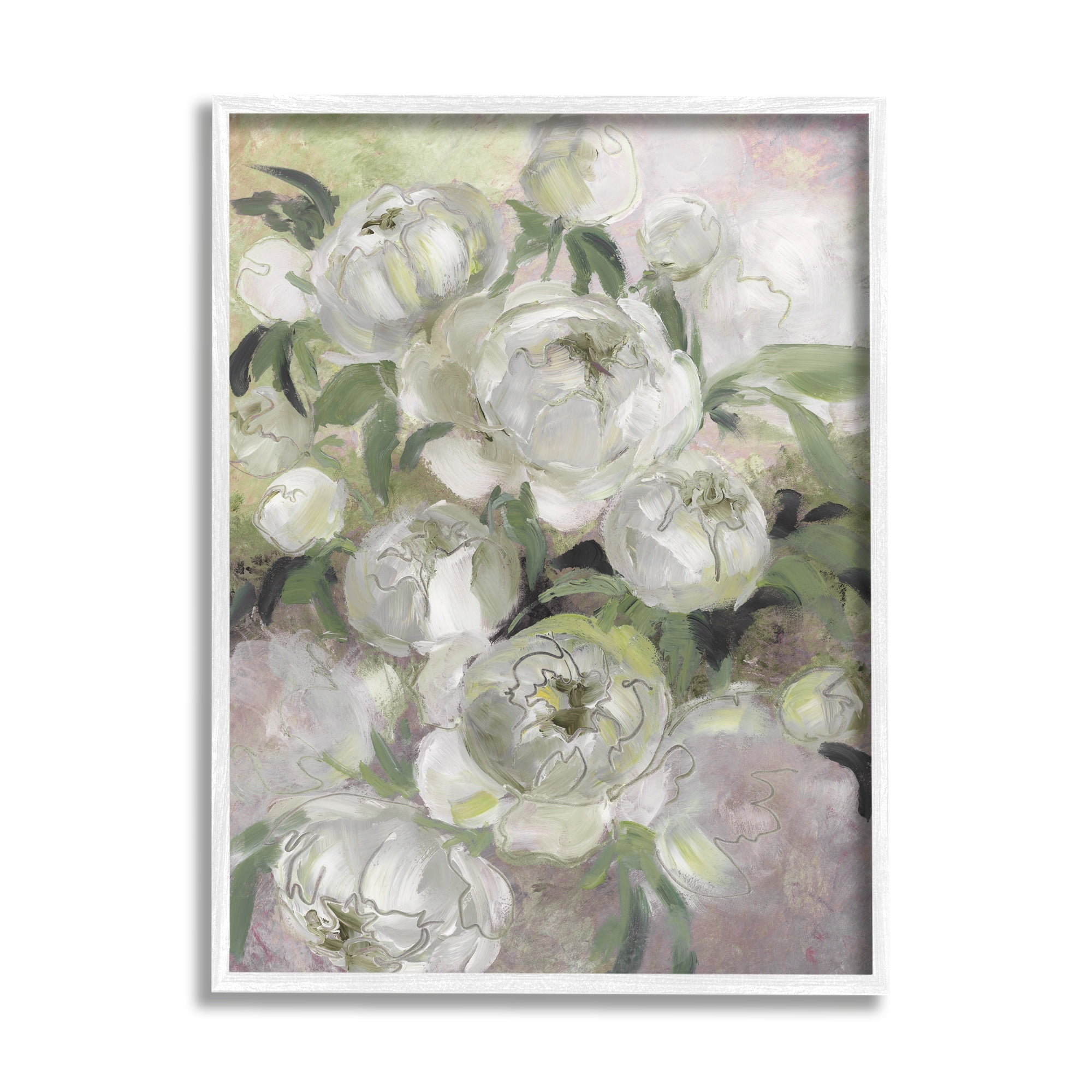 Stupell Industries Abstract Flower Blooms Arrangement Botanical & Floral Painting White Framed Art Print Wall Art
