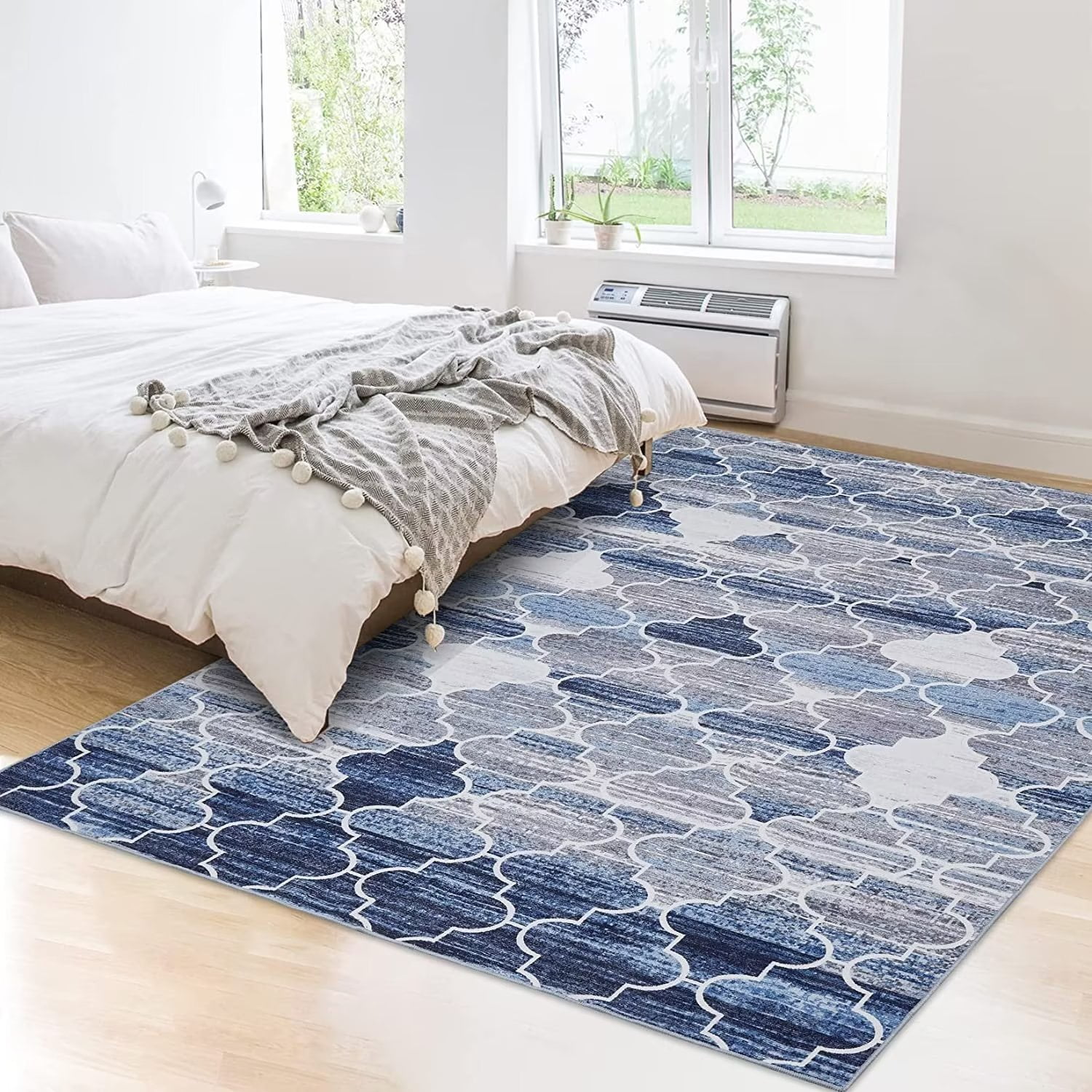 GlowSol Moroccan Ogee Trellis Area Rug 4'x6' Modern Geometric Foldable