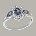 thumbnail image 3 of LBG English Made Traditional 14k White Gold Ring with Natural Tanzanite & Diamond Womens Promise Ring - Size 4.25, 3 of 5