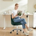 thumbnail image 3 of Velvet Fabric Swivel Task Chair for Home Office Comfortable Chair with Dirt-Proof (Dark Green), 3 of 16