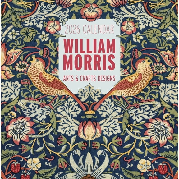 Pomegranate, William Morris Design 2026 Wall Calendar, 12'' X 12'', 12-Month Calendar with Stapled Binding