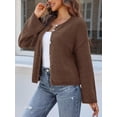 thumbnail image 3 of Women Oversized Button Down Cardigan Chunky Knit Long Sleeve Sweater, 3 of 6