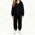 thumbnail image 6 of LvhaoGJOB Little Kids Boys Hoodie and Sweatpants Outfit Set, Black - fleece fabric, 6 of 7