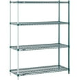 thumbnail image 2 of Nexel A12488G 12 x 48 x 86 in. Poly 4 Tier Wire Shelving Add-On Unit, Green Epoxy, 2 of 4