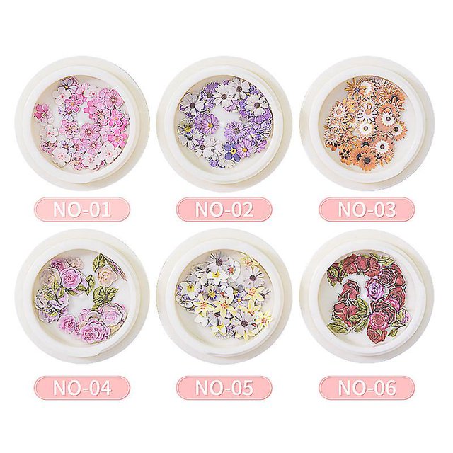 300 piezas Petit Motif De Fleur Floral Nail Stickers (6 Botes) 3d Nail Art Fournitures Autocollants Dcoration Conseils Manucure Dcor Mixte Accessoir