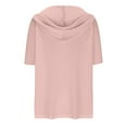 thumbnail image 5 of HAiming Womens Summer Short Sleeve Tops Lightweight Drawstring Hoodies Solid Color Button V Neck Casual Blouses Shirts, 5 of 8