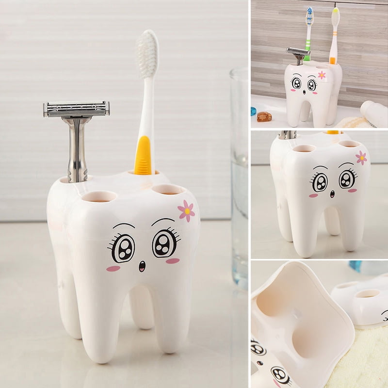 Cartoon Toothbrush Holder Teeth Shaped 4 Holes Tooth Brush Storage Stand Bathroom Supplies