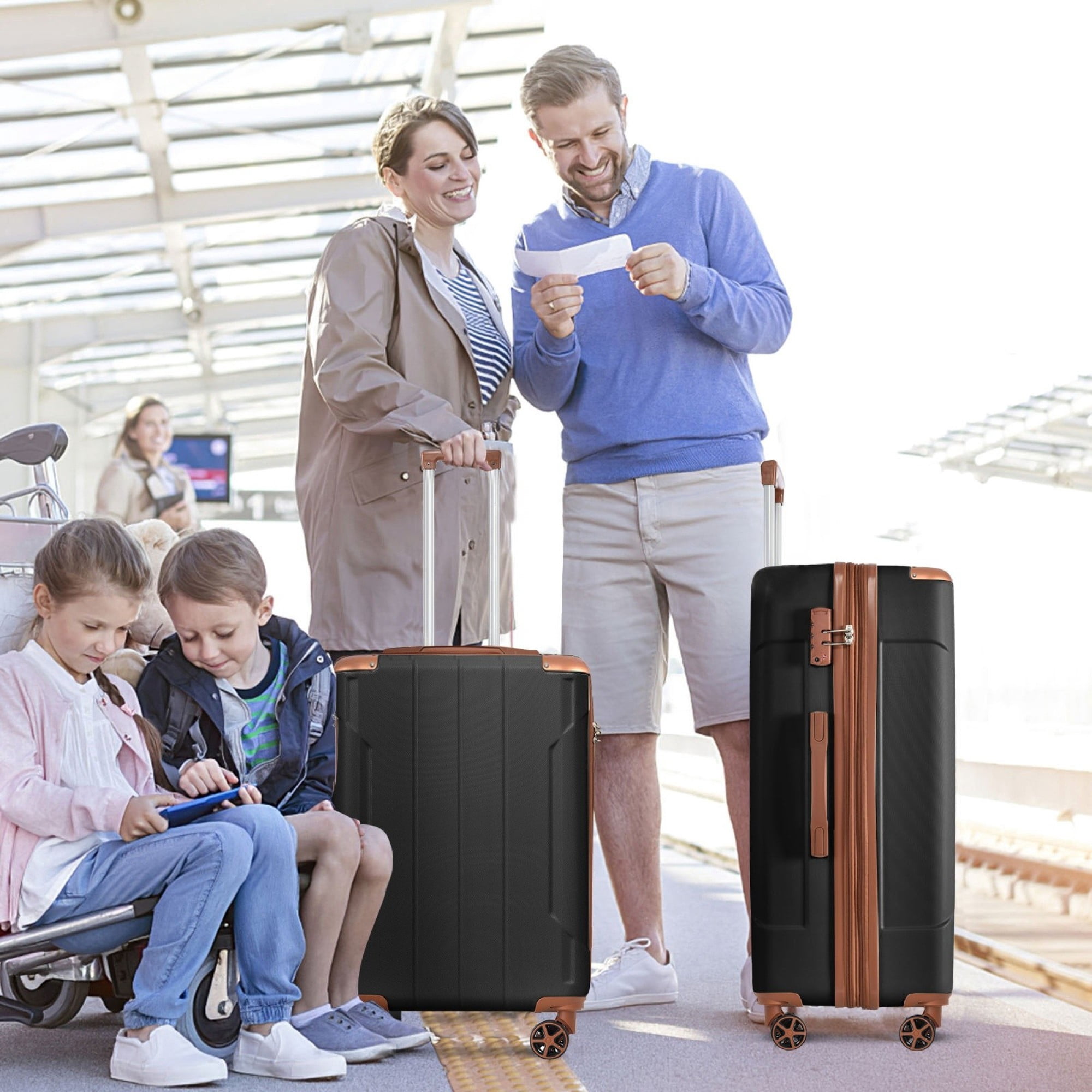 24 Inch Checked Luggage, ABS+PC Lightweight&nbsp;Hardshell Suitcase with TSA Lock & Spinner Silent Wheels, Medium Size with 65L Capacity, Convenient for Trips, Blue