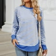 thumbnail image 4 of SHE IS Striped Sweatshirt Women Plus Size Womens Oversized Sweatshirt Crewneck Tunic Sweatshirts for Women Striped Long Sleeve Tops for Women Plus Size Dressy My Orders Placed, 4 of 6