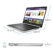 HP 14 Laptop, Intel Core i3-1005G1, 4 GB SDRAM, 128 GB M.2 Solid State Drive, Natural Silver, 14-DQ1037wm