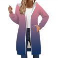 thumbnail image 3 of Women's Striped Zip Up Hoodie, Longline Fleece Jacket with Full-Length Zipper, Lightweight Mid-Length Hooded Sweatshirt, Soft Casual Wear for Fall and Winter Pink S, 3 of 6