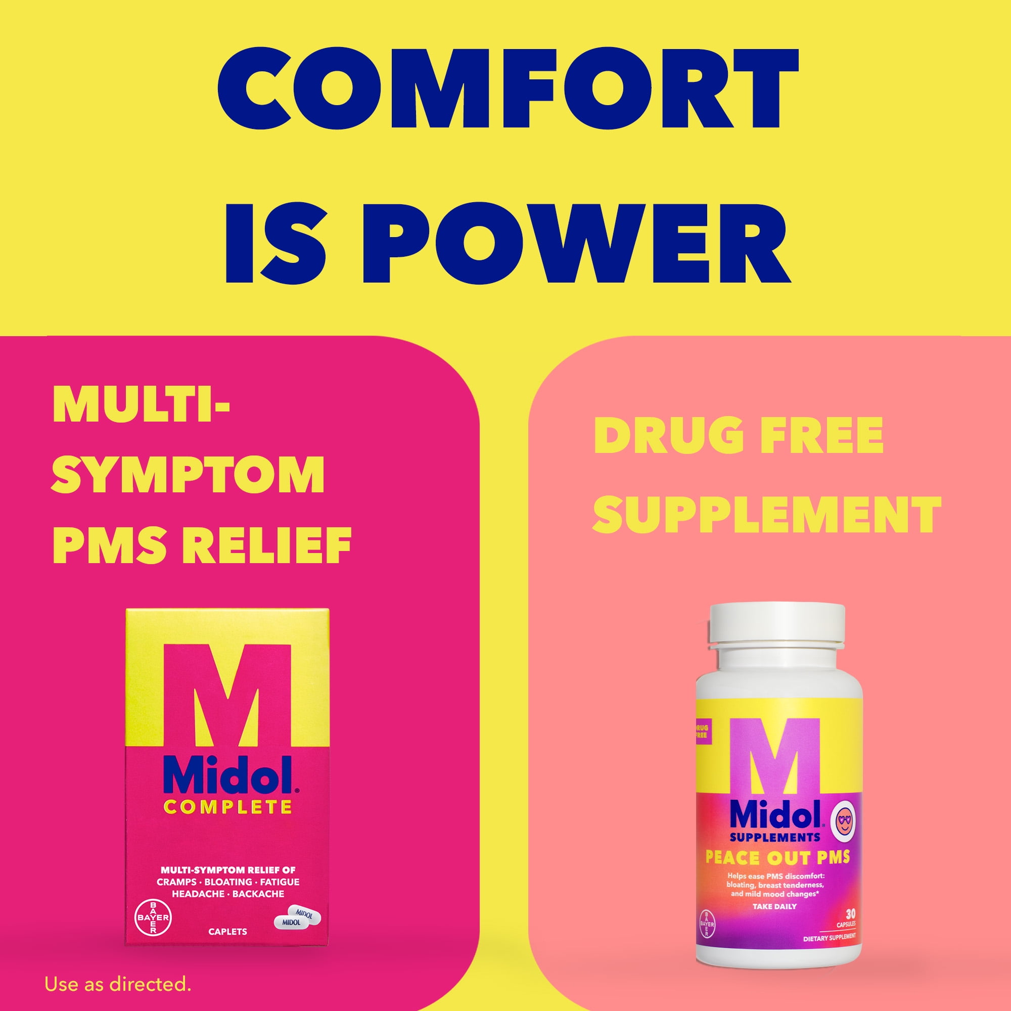 Midol Supplements Peace Out PMS Capsules, PMS Support Supplement for Women, 30 Count
