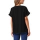 thumbnail image 3 of INSPIRAR CHIC Blusas de Lino para Mujeres, Camisetas de Manga Corta, Ropa Casual Básica de Verano, Blusa Suelta de Color Sólido XL Negra, 3 of 6