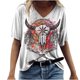 thumbnail image 1 of Blusa étnica con estampado geométrico y cuello en V de manga corta occidental Retro informal para mujer Pompotops  hkajfhjk458547, 1 of 8