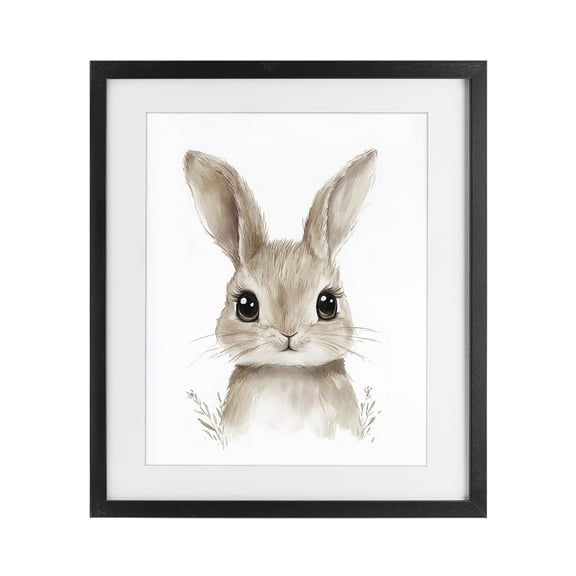 Stupell Industries Farmhouse Nursery Babies Bunny Black Framed Print Under Glass, 13 x 16, by Ramona Murdock