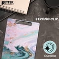 thumbnail image 5 of Fashion Clipboard, Marble Design, Standard A4 Letter Size, 12.5" x 9", Wooden Clipboard, Low Profile Clip with Retractable Hanging Tab, Decorative Clipboard, by Better Office Products (Marble Swirl), 5 of 5