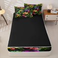 thumbnail image 4 of Metsweet Animal Dinosaur Zipper Twin Comforter Sets with Fitted Sheet and 2 Pillowcases, Tropical Flowers Leaves Zipper Bedding Set, Green Purple Red,4-Piece,Black Reversible, 4 of 6
