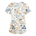 thumbnail image 2 of Women's V-Neck Short Sleeve Easter Bunny Print Scrub Tops - Medical Workwear for Easter & Daily Shift, 2 of 5