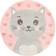 thumbnail image 2 of Unique Loom Whimsy Kids Collection Area Rug - Meow (5' 3" Round Pink/Gray) Perfect For Kids Bed Room/Nursery Room/Living Room/Class Room/Play Room, 2 of 5