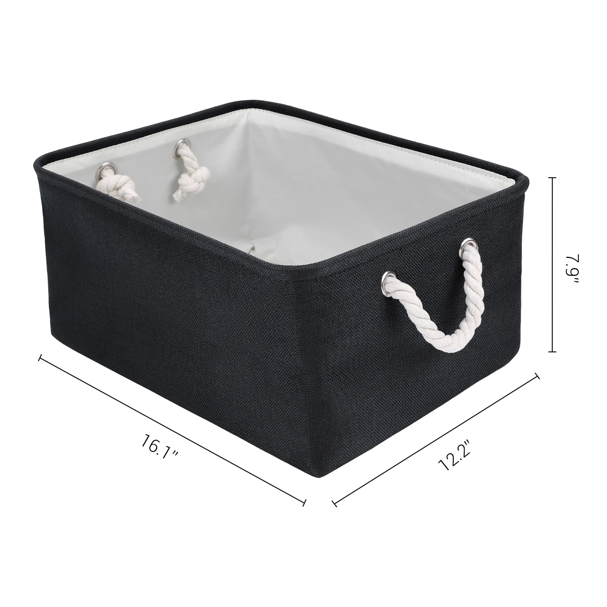 Unique Bargains Storage Bin with Handles for Closet Organizers Black 16.1"x12.2"x7.9"