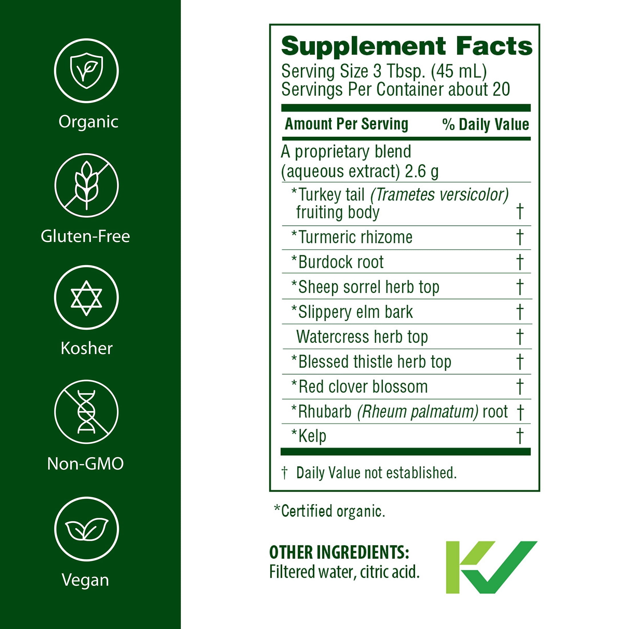 Flora Health Flor-Essence with Turkey Tail & Turmeric, Rich in Polysaccharides, 35+ Phenolic Compounds with Antioxidants and Immunity Support, 17-fl. oz. Glass Bottle