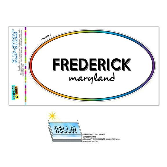 Frederick, MD - Maryland - Rainbow - City State - Oval Laminated Sticker