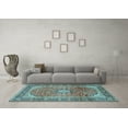 thumbnail image 3 of Ahgly Company Indoor Square Medallion Light Blue Traditional Area Rugs, 4' Square, 3 of 4