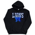 thumbnail image 3 of Lions Blue Floral Coquette Bow Hoodie for Women & Teens Trendy School Spirit Game Day Sweatshirt Black Hoodie Medium, 3 of 8