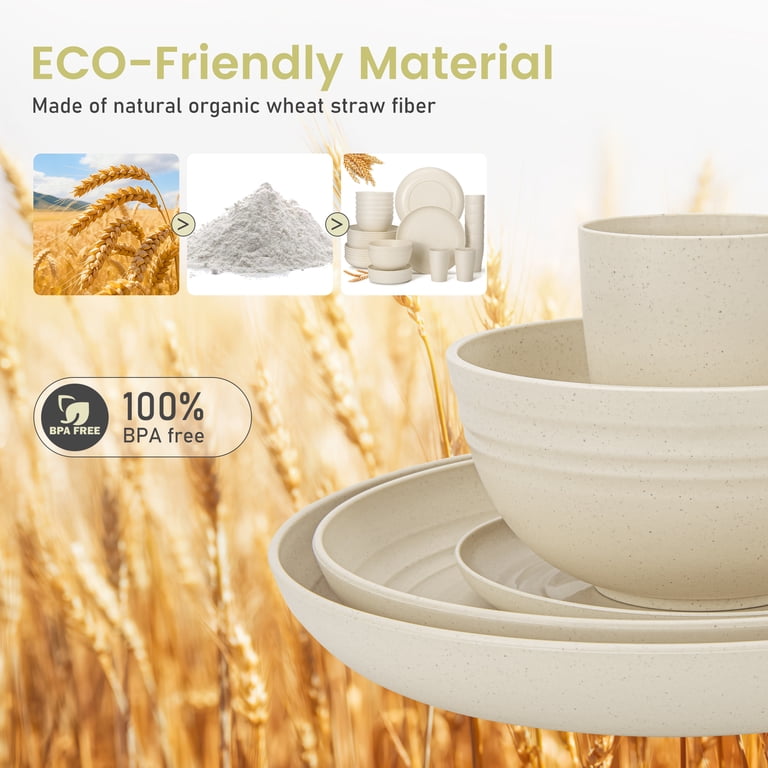 GPED 20-Piece Wheat Straw Dinnerware Set for 4, Beige photo 7