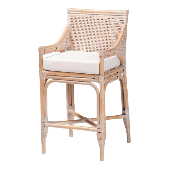 bali & pari Allen Natural Rattan Counter Stool Handwoven Wicker Stool
