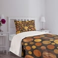 thumbnail image 3 of Ambesonne Wooden Print Quilted Bedspread Set 2 Pcs, Brown Abstract Circles, Twin Size, Brown, 3 of 5