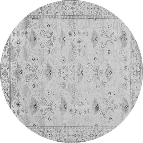 Ahgly Company Indoor Round Abstract Gray Contemporary Area Rugs, 7' Round