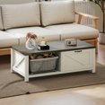 thumbnail image 2 of HOMCOM Farmhouse Coffee Table with Drawer and Storage Shelf for Living Room, 2 of 10