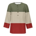 thumbnail image 3 of T-Shirts pour Femmes, T-Shirt Imprimé à Boutons Manches 3/4 pour Femmes, Haut Ample, 3 of 4